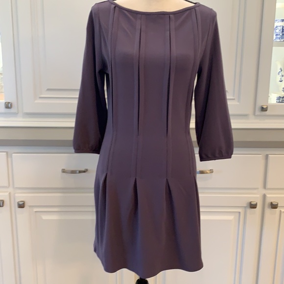 Fossil ~ Pleated Drop Waist Dress in Eggplant - Picture 2 of 16